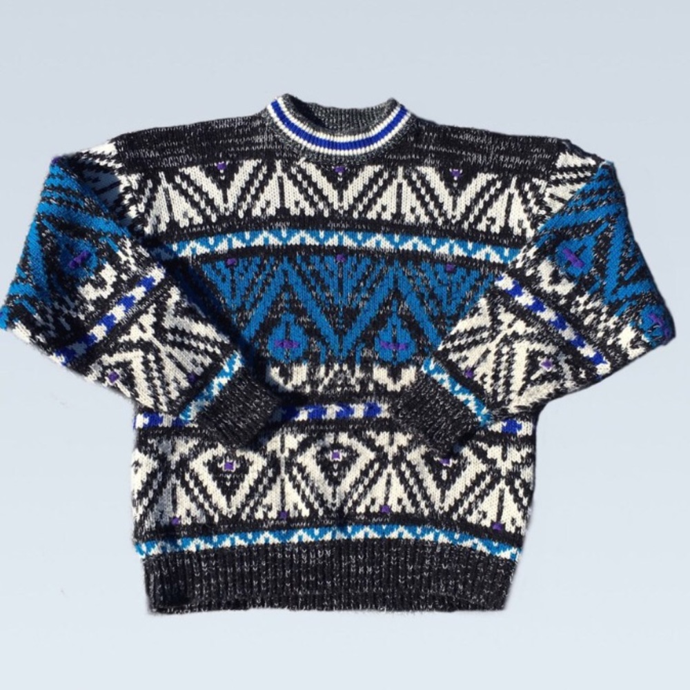 Y2K Mens expression Knitted cogi style coat